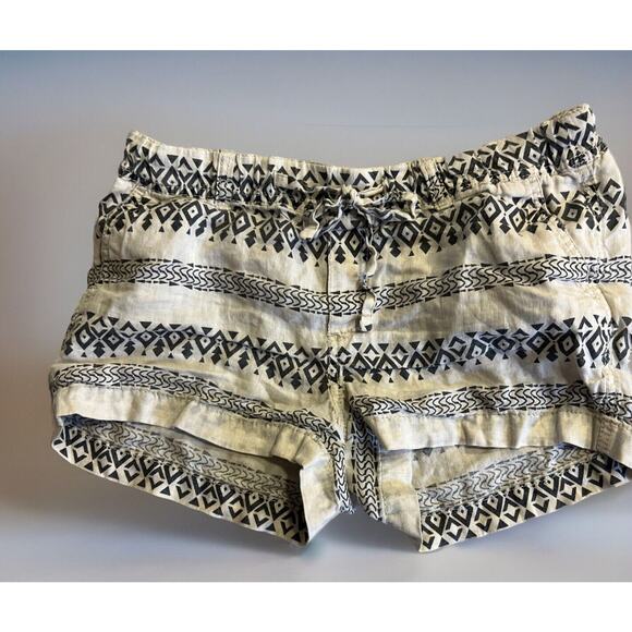 Caslon Pull On Drawstring Linen Boho Shorts Gray & Cream Woman’s XS - Picture 1 of 6